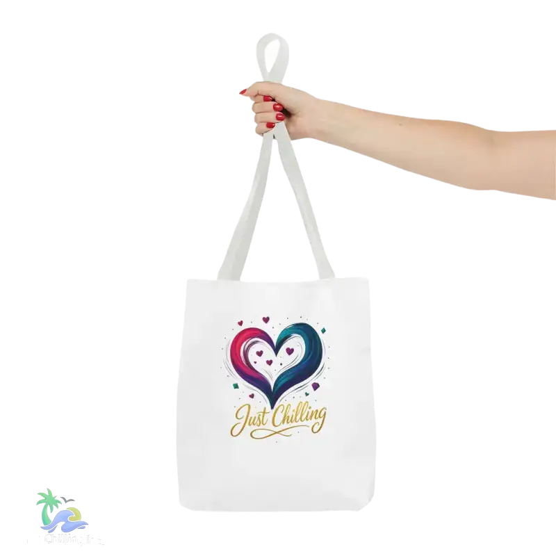 Neon Swirl‑Heart “Just Chilling” Tote Bag – All‑Over Print (3 Sizes) - Bags
