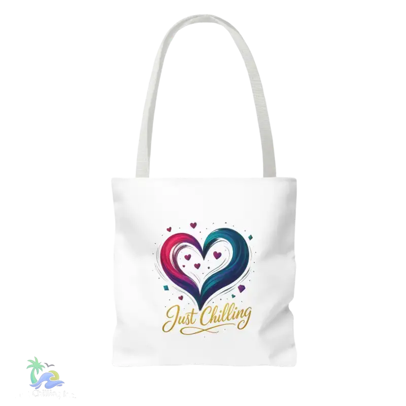 Neon Swirl‑Heart “Just Chilling” Tote Bag – All‑Over Print (3 Sizes) - Bags