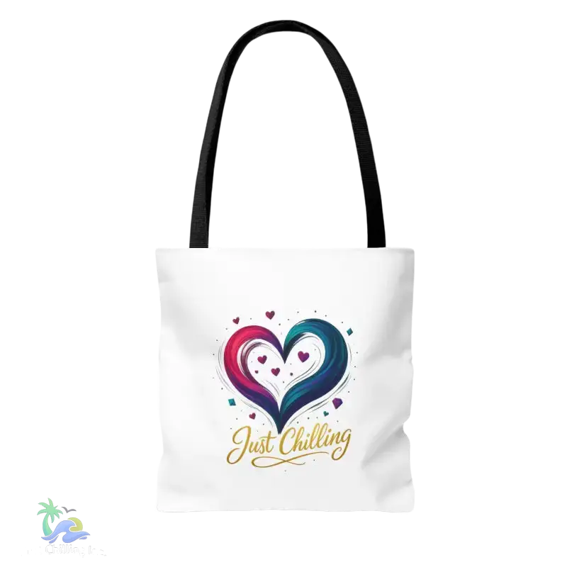 Neon Swirl‑Heart “Just Chilling” Tote Bag – All‑Over Print (3 Sizes) - Bags