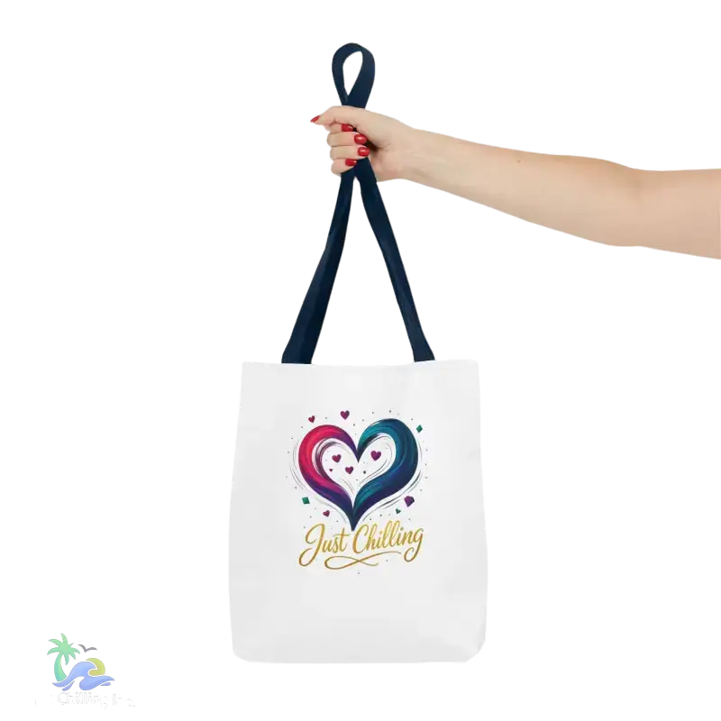 Neon Swirl‑Heart “Just Chilling” Tote Bag – All‑Over Print (3 Sizes) - Bags