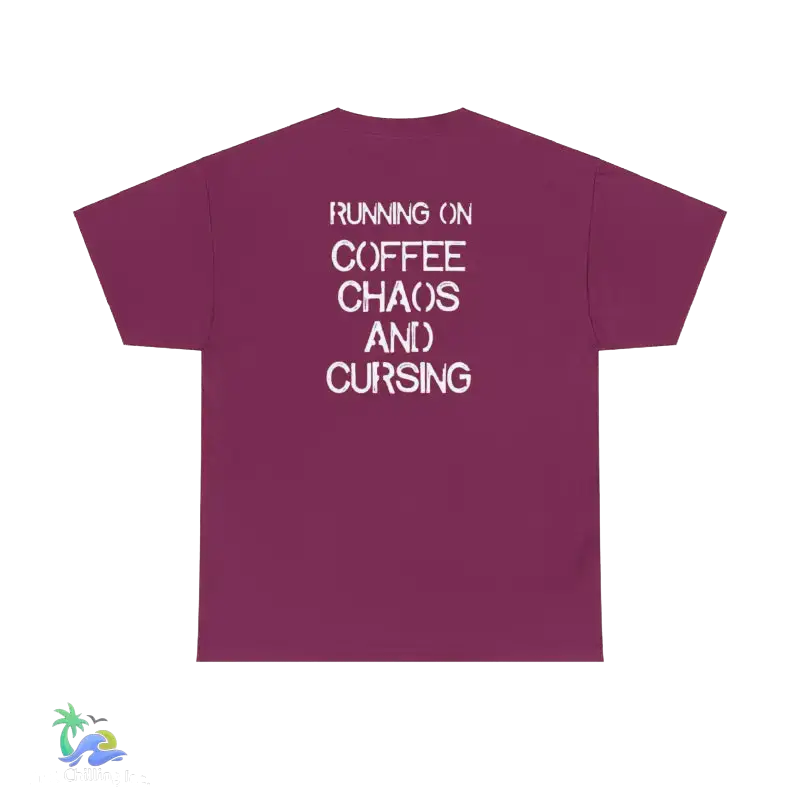 Unisex Heavy Cotton Tee running on coffee chaos and curses - Berry / S - T-Shirt
