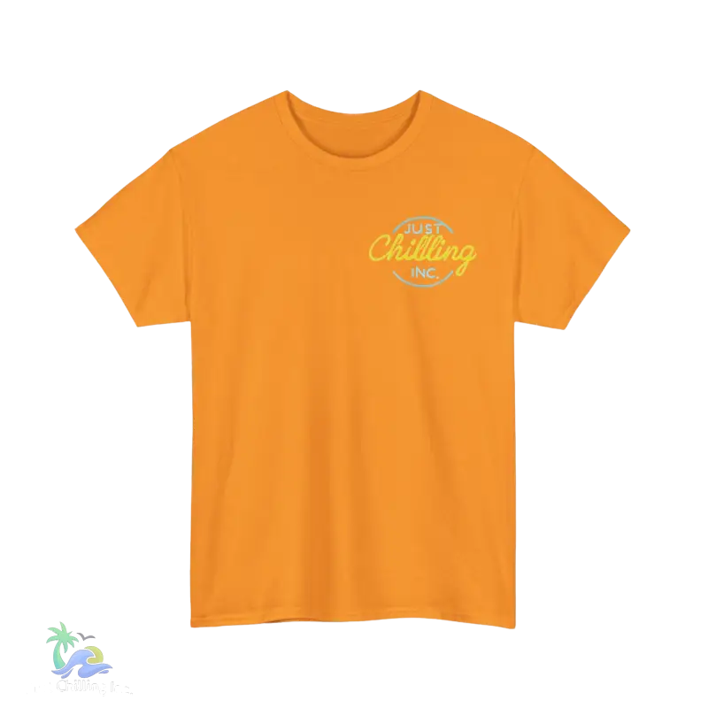 an orange t - shirt with a yellow and yellow logo