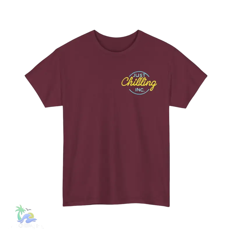 a maroon t - shirt with the word chillling on it