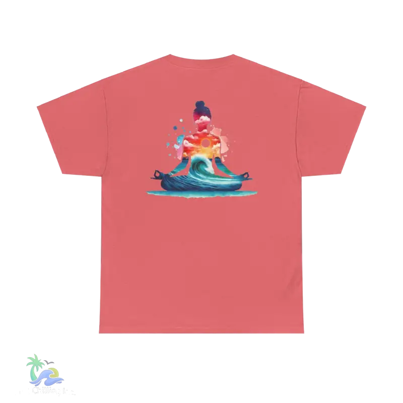 a pink t - shirt with an image of a person on a surfboard