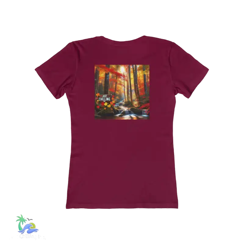 The Boyfriend Tee for Women just chilling waterfall fall - Solid Cardinal Red / S - T-Shirt