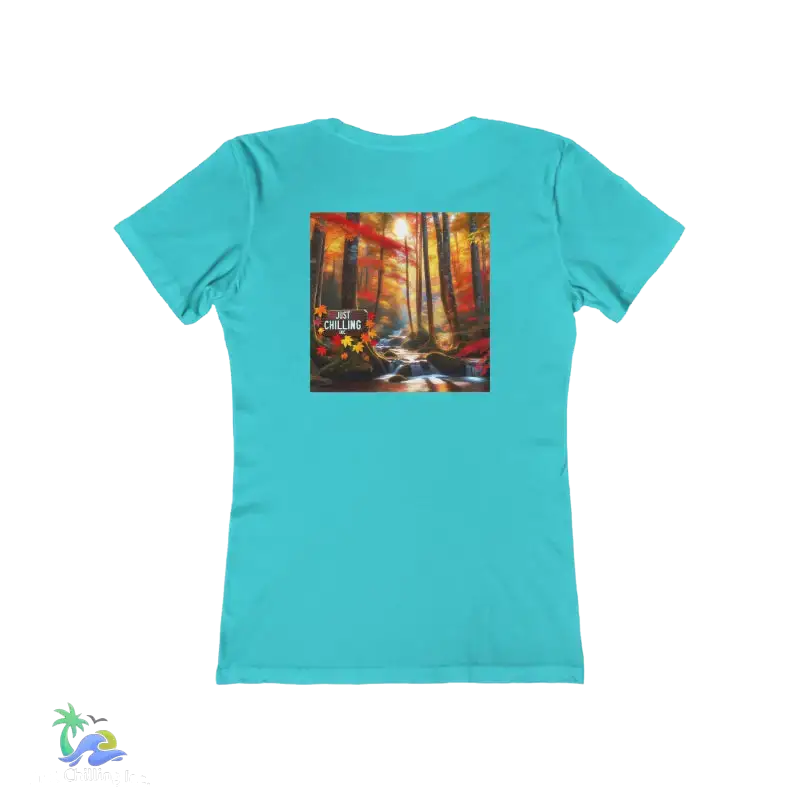 The Boyfriend Tee for Women just chilling waterfall fall - Solid Tahiti Blue / S - T-Shirt