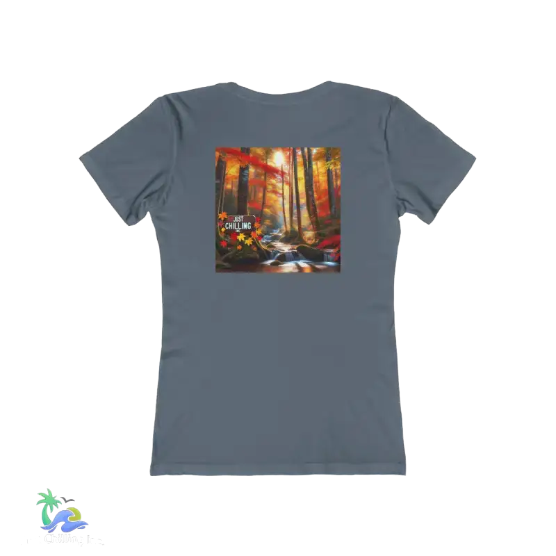 The Boyfriend Tee for Women just chilling waterfall fall - Solid Indigo / S - T-Shirt