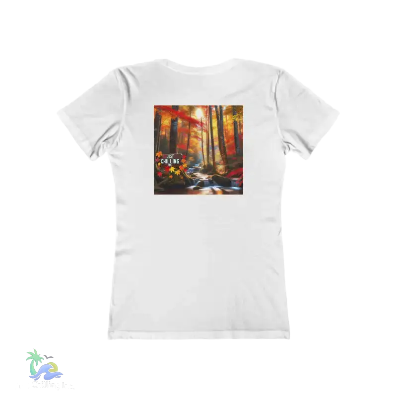 The Boyfriend Tee for Women just chilling waterfall fall - Solid White / S - T-Shirt