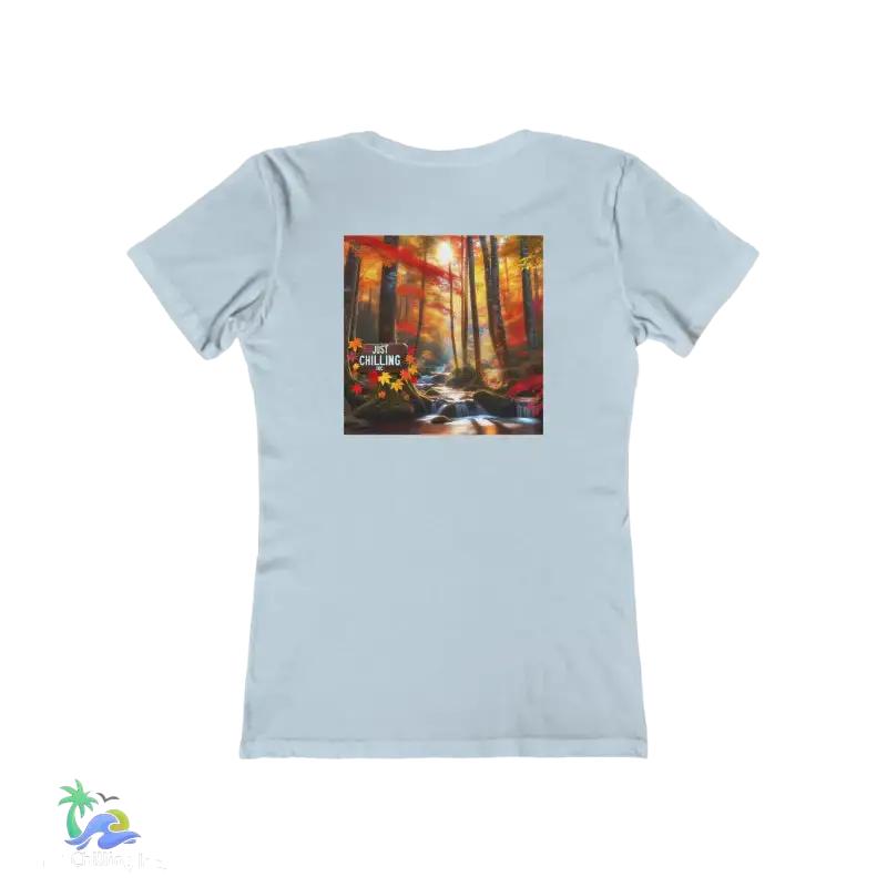 The Boyfriend Tee for Women just chilling waterfall fall - Solid Light Blue / S - T-Shirt