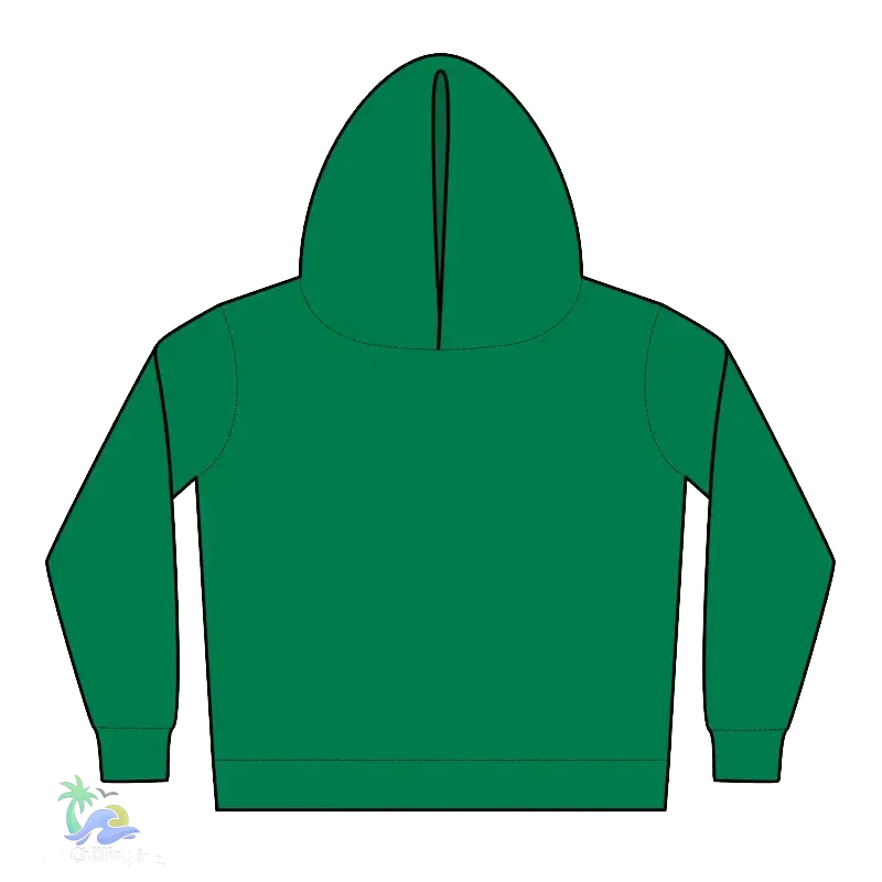 A simple green hoodie with a single zipper and no visible text.