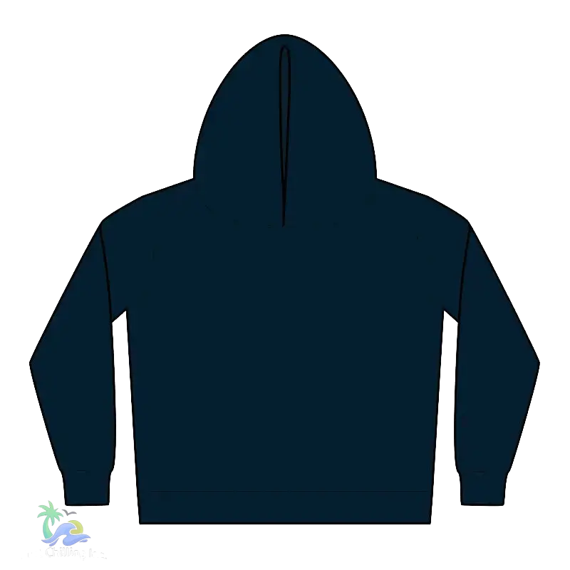 A simple blue hoodie with a curved front and two sleeves.