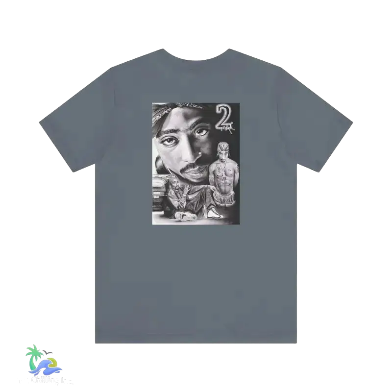 Tribute to 2pac casual everyday tee - Steel Blue / S - T-Shirt