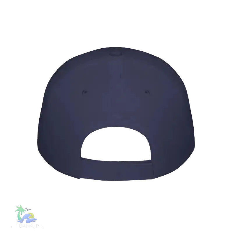 A white baseball cap is shown against a black background.