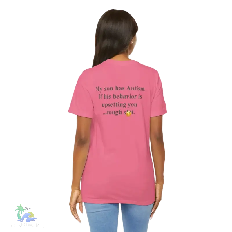 unisex Short Sleeve Tee My son has autism - Charity Pink / S - T-Shirt