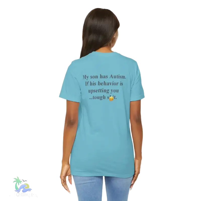 unisex Short Sleeve Tee My son has autism - Turquoise / S - T-Shirt