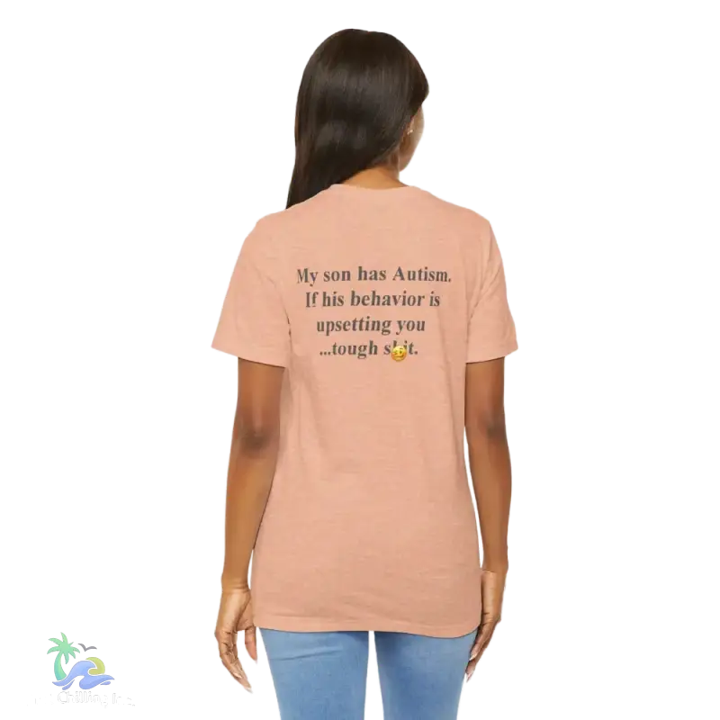 unisex Short Sleeve Tee My son has autism - Heather Peach / S - T-Shirt