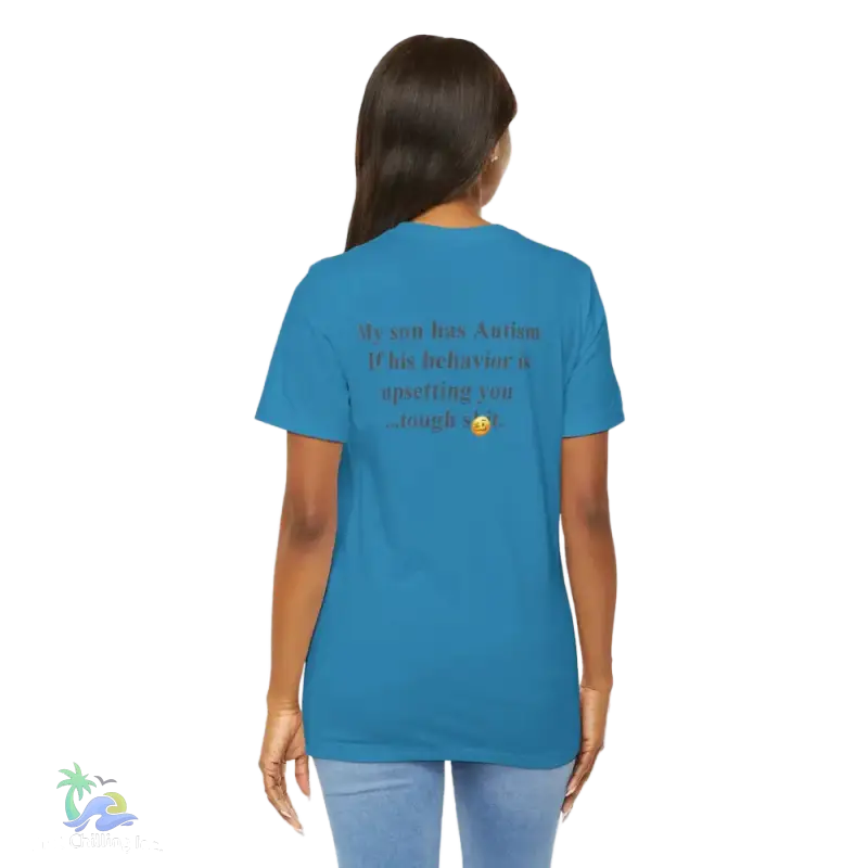 unisex Short Sleeve Tee My son has autism - Aqua / S - T-Shirt
