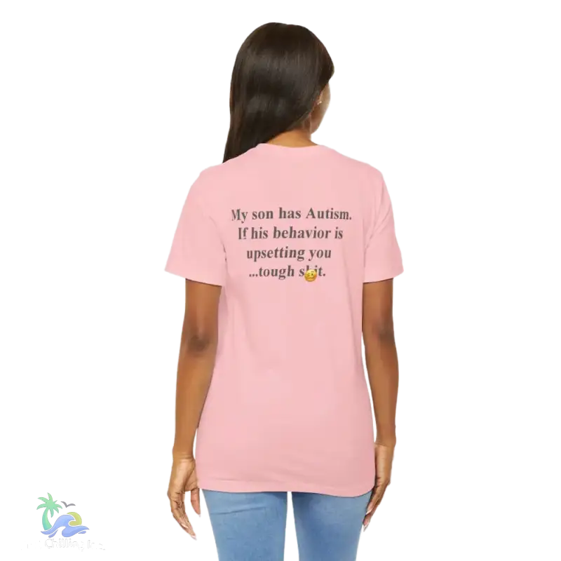 unisex Short Sleeve Tee My son has autism - Pink / S - T-Shirt