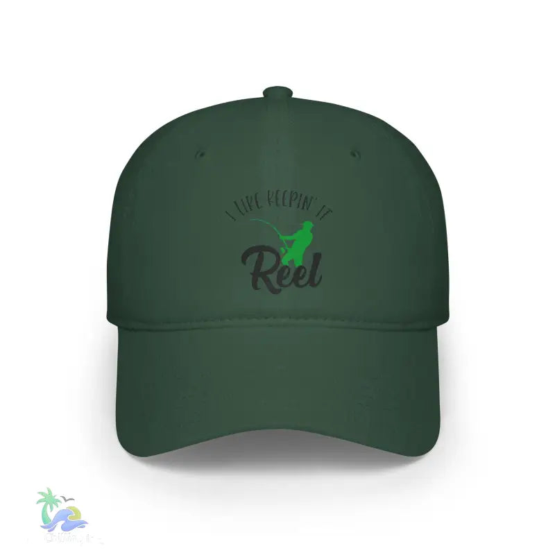Unisex Distressed Cap I Like Keeping it reel - Dark Green / One size - Hats