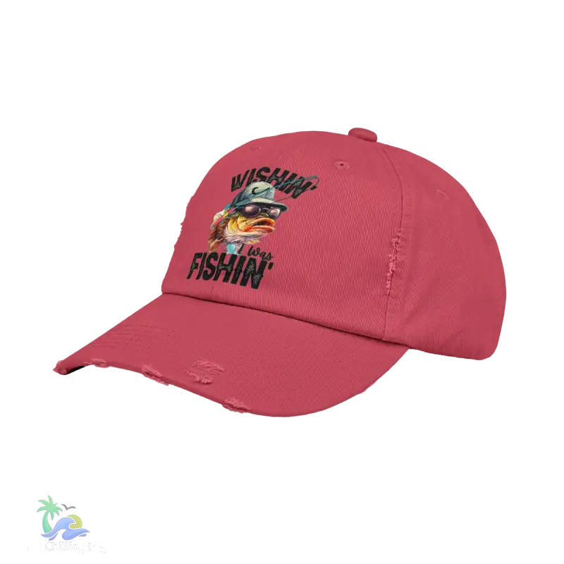 Unisex Distressed Cap – ‘Wishing I Was Fishing’ Casual Hat for Fishing Enthusiasts - Just Chilling Inc.Just Chilling Inc.