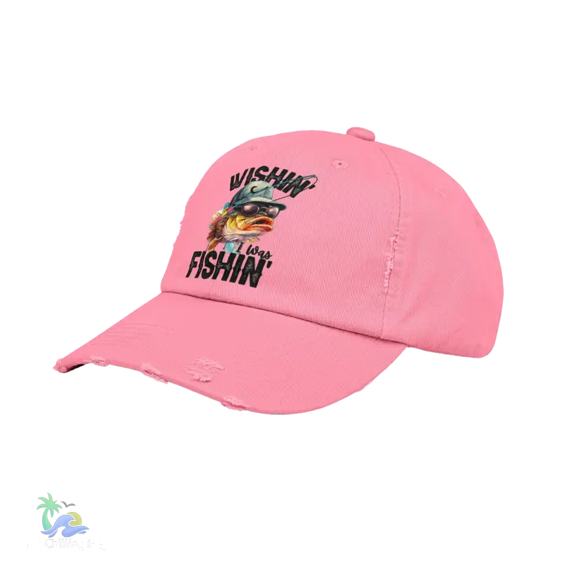 Unisex Distressed Cap – ‘Wishing I Was Fishing’ Casual Hat for Fishing Enthusiasts - Just Chilling Inc.Just Chilling Inc.