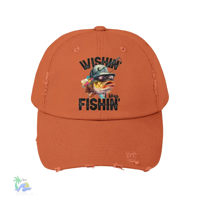 Unisex Distressed Cap – ‘Wishing I Was Fishing’ Casual Hat for Fishing Enthusiasts - Just Chilling Inc.Just Chilling Inc.