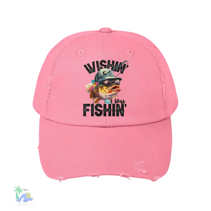 Unisex Distressed Cap – ‘Wishing I Was Fishing’ Casual Hat for Fishing Enthusiasts - Just Chilling Inc.Just Chilling Inc.
