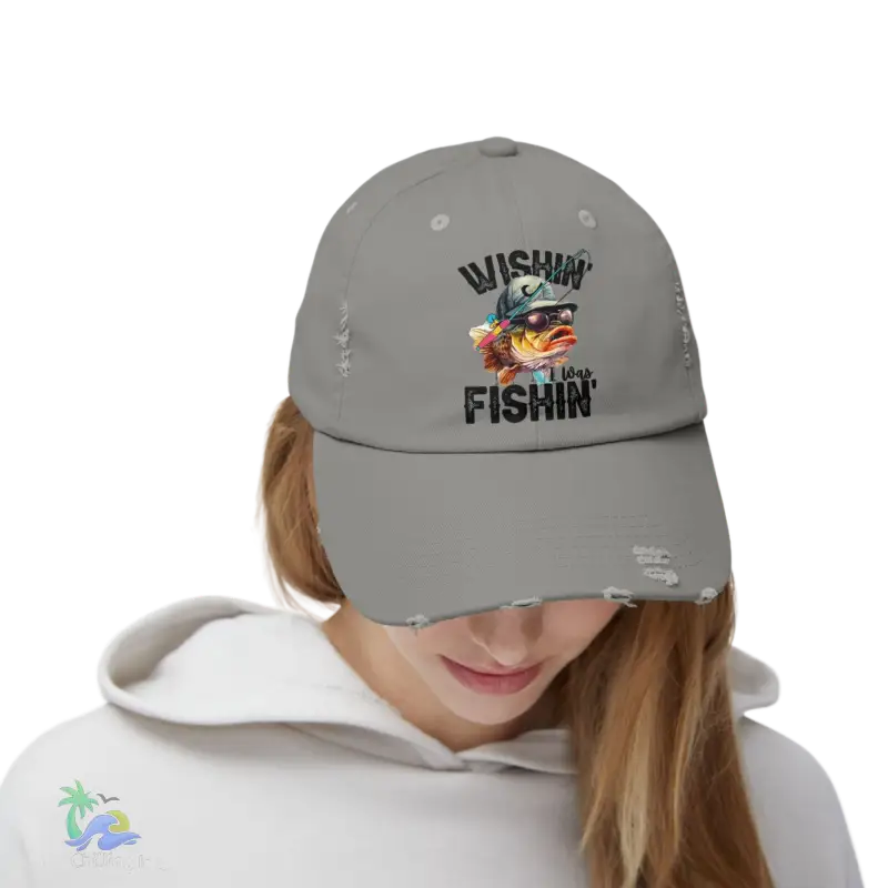 Unisex Distressed Cap – ‘Wishing I Was Fishing’ Casual Hat for Fishing Enthusiasts - Just Chilling Inc.Just Chilling Inc.