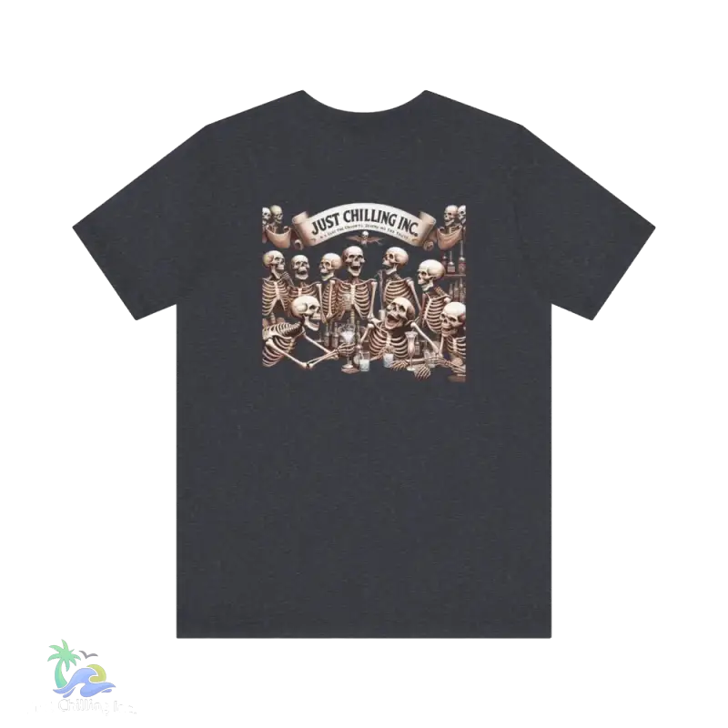 Unisex Jersey Short Sleeve Tee- drunken skeleton tshirt - Heather Navy / S - T-Shirt