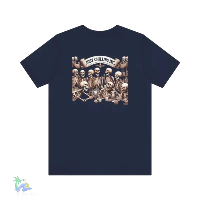 Unisex Jersey Short Sleeve Tee- drunken skeleton tshirt - Navy / S - T-Shirt