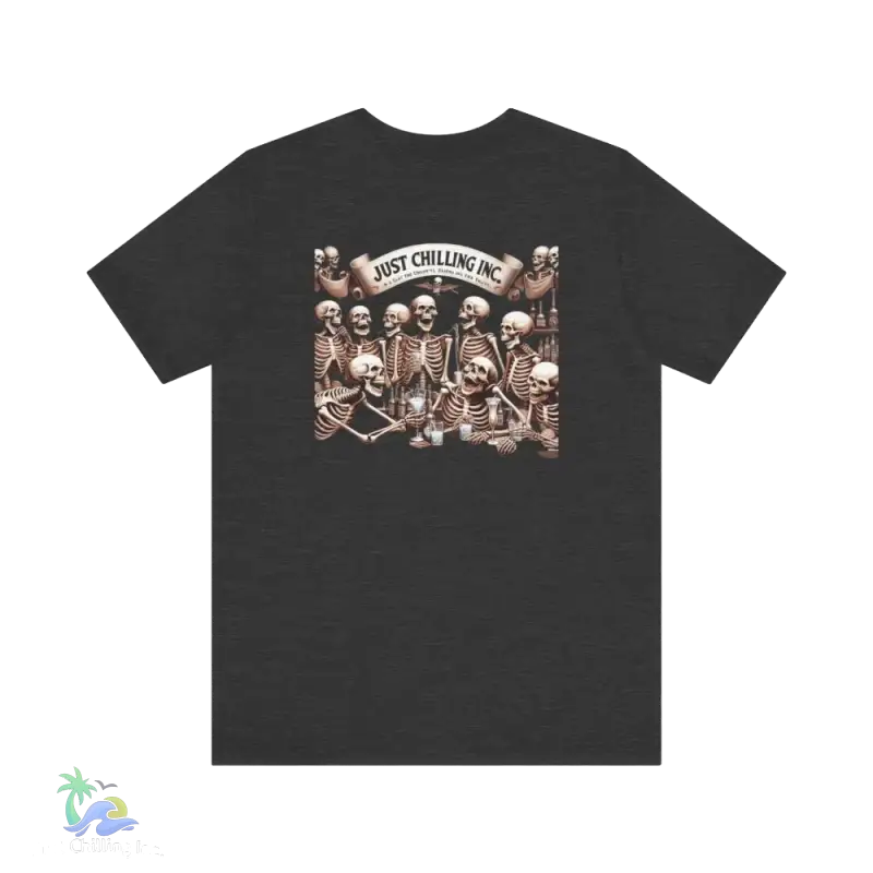 Unisex Jersey Short Sleeve Tee- drunken skeleton tshirt - Dark Grey Heather / S - T-Shirt