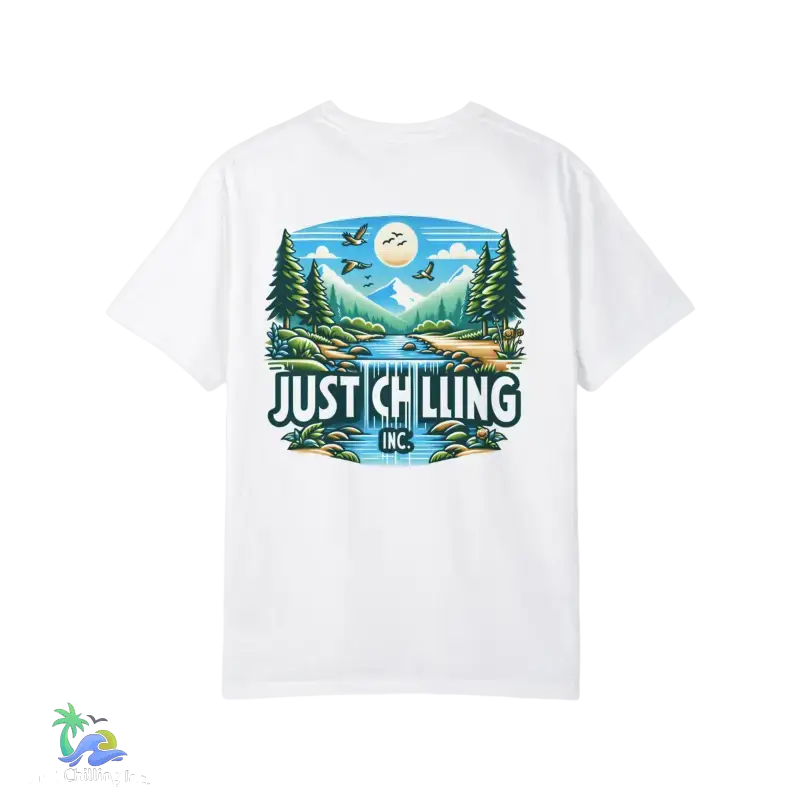 Unisex Garment - Dyed T - shirt Just Chilling at the waterfall - Just Chilling Inc.Just Chilling Inc.