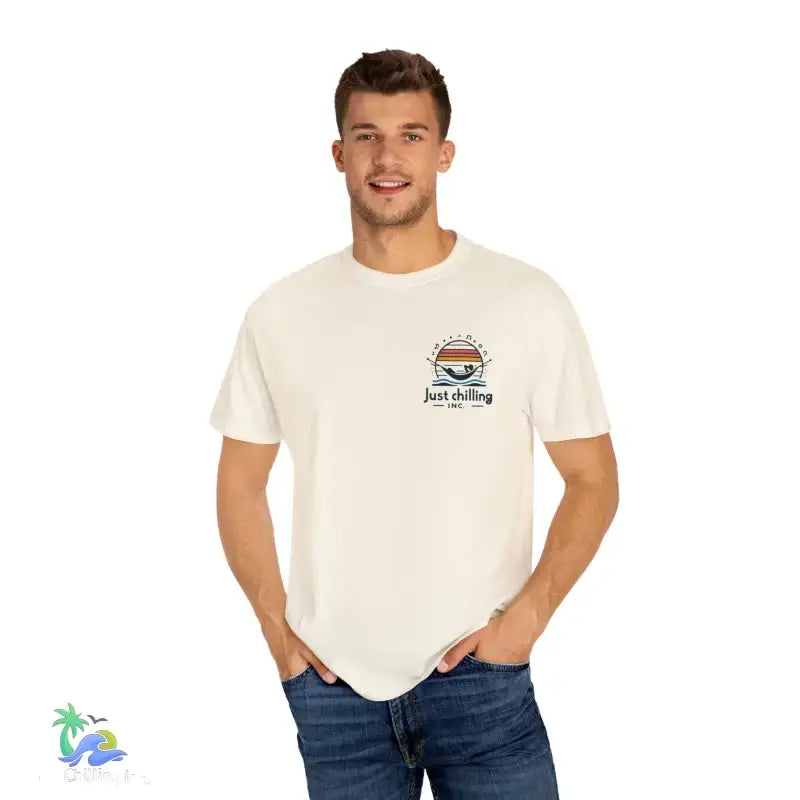 Unisex Garment - Dyed T - shirt Just Chilling at the waterfall - Just Chilling Inc.Just Chilling Inc.