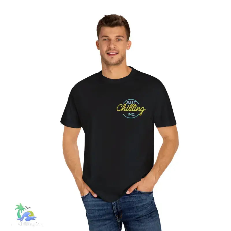 Unisex Garment - Dyed T - shirt Just Chilling at the waterfall - Just Chilling Inc.Just Chilling Inc.