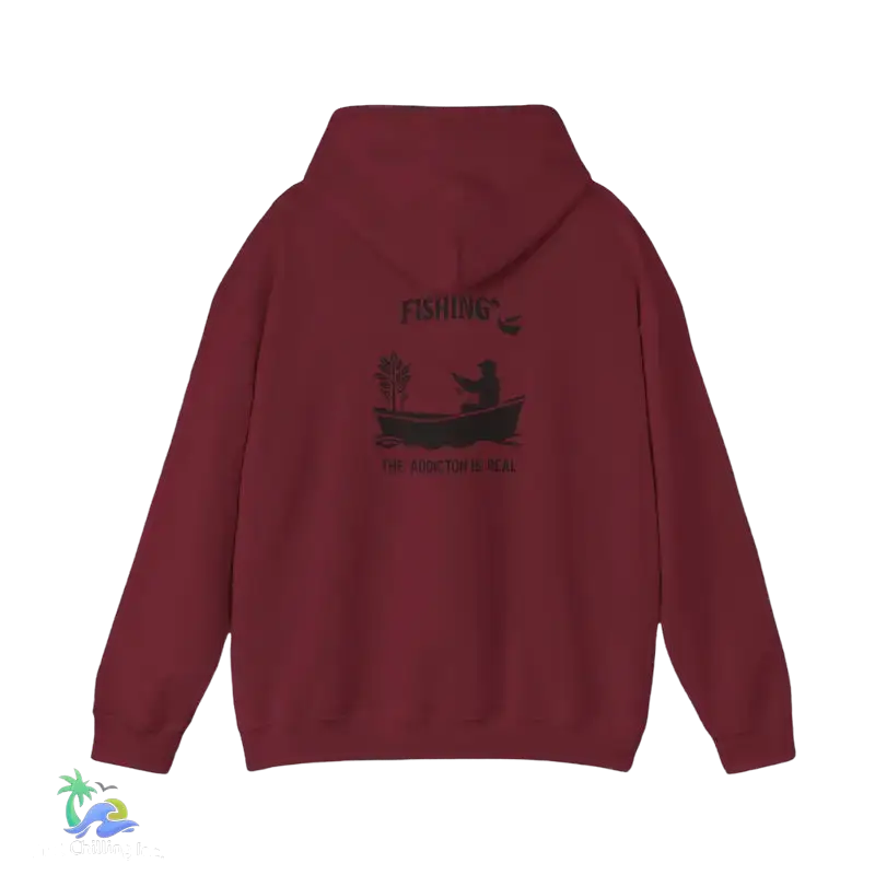 Unisex Heavy Blend™ Hooded Sweatshirt fishing addiction is real - Garnet / 3XL - Hoodie