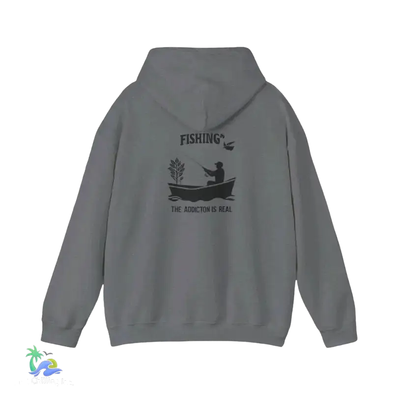 Unisex Heavy Blend™ Hooded Sweatshirt fishing addiction is real - Graphite Heather / 3XL - Hoodie