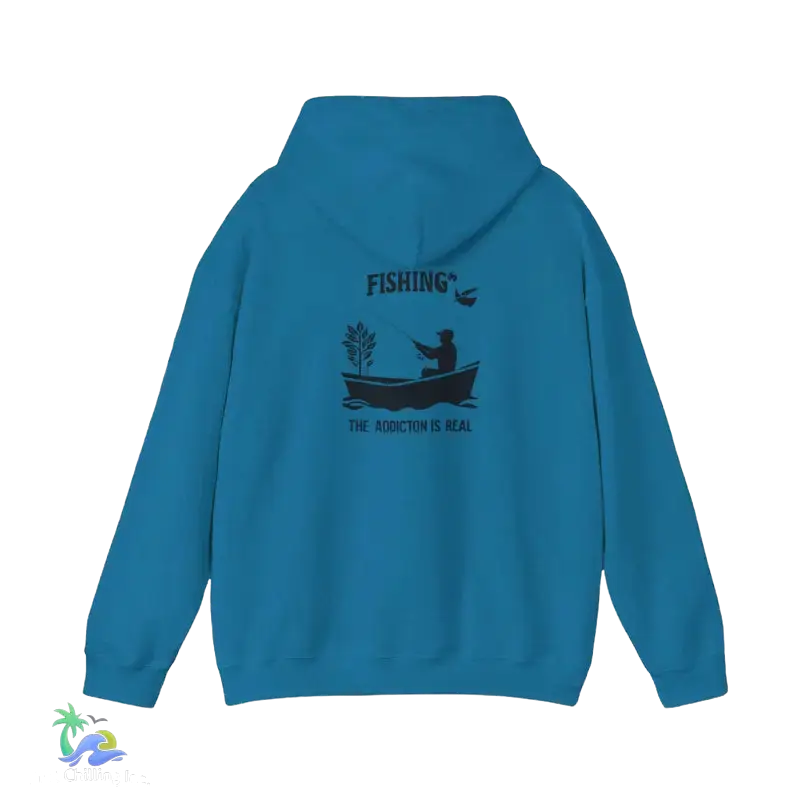 Unisex Heavy Blend™ Hooded Sweatshirt fishing addiction is real - Antique Sapphire / 3XL - Hoodie