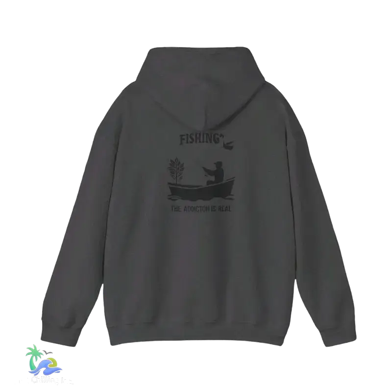 Unisex Heavy Blend™ Hooded Sweatshirt fishing addiction is real - Dark Heather / S - Hoodie