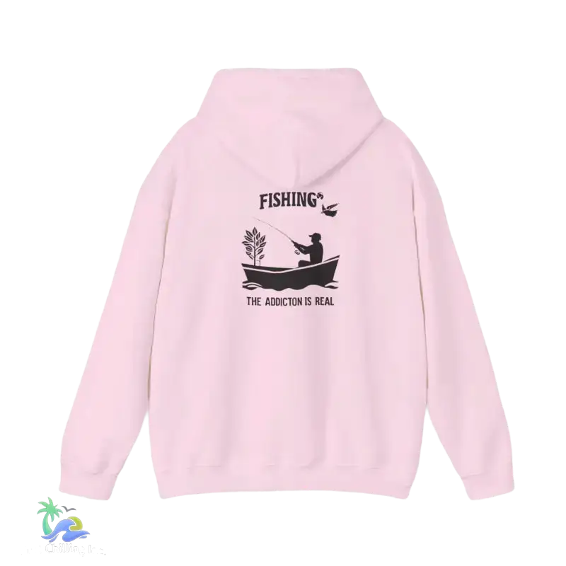 Unisex Heavy Blend™ Hooded Sweatshirt fishing addiction is real - Light Pink / 3XL - Hoodie