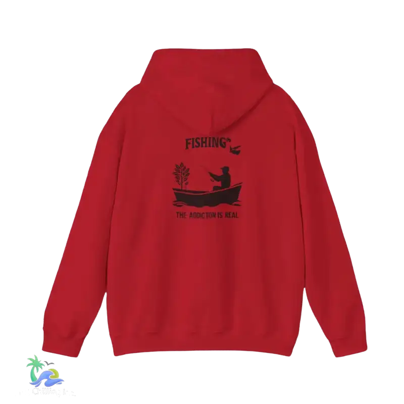 Unisex Heavy Blend™ Hooded Sweatshirt fishing addiction is real - Cherry Red / 3XL - Hoodie