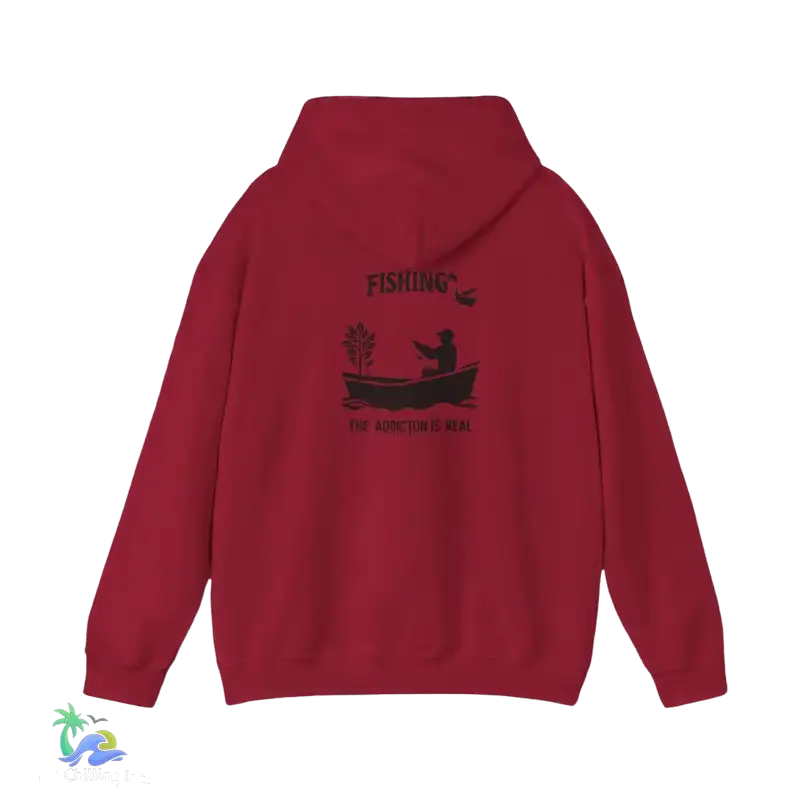 Unisex Heavy Blend™ Hooded Sweatshirt fishing addiction is real - Cardinal Red / 3XL - Hoodie