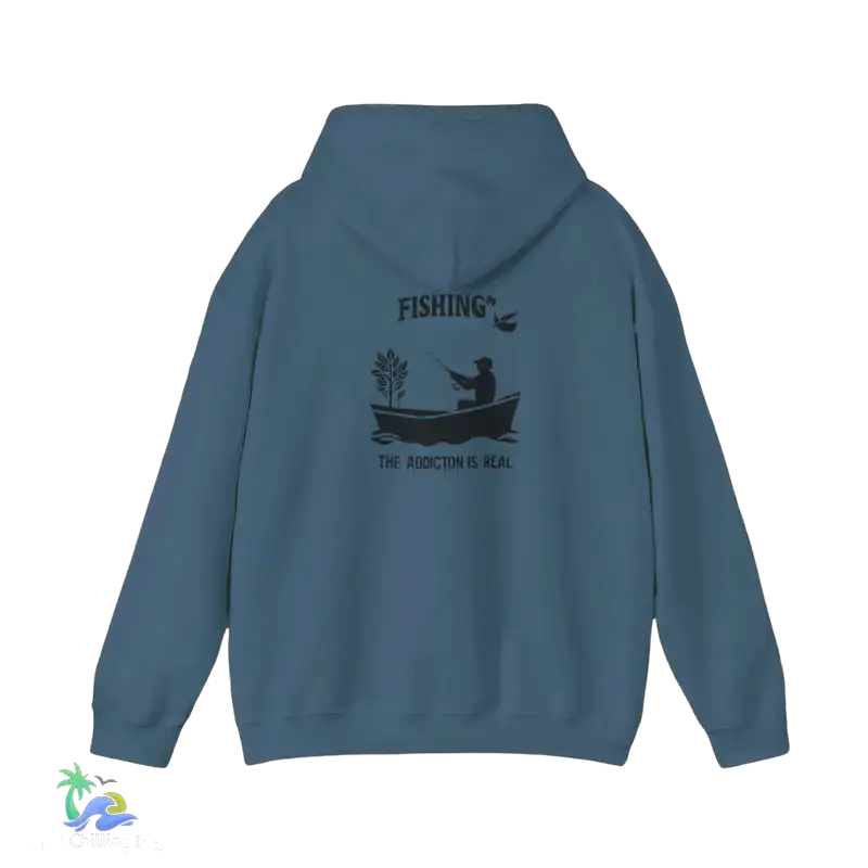 Unisex Heavy Blend™ Hooded Sweatshirt fishing addiction is real - Indigo Blue / 3XL - Hoodie