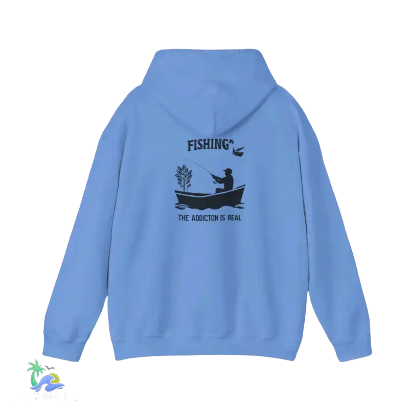Unisex Heavy Blend™ Hooded Sweatshirt fishing addiction is real - Carolina Blue / 3XL - Hoodie