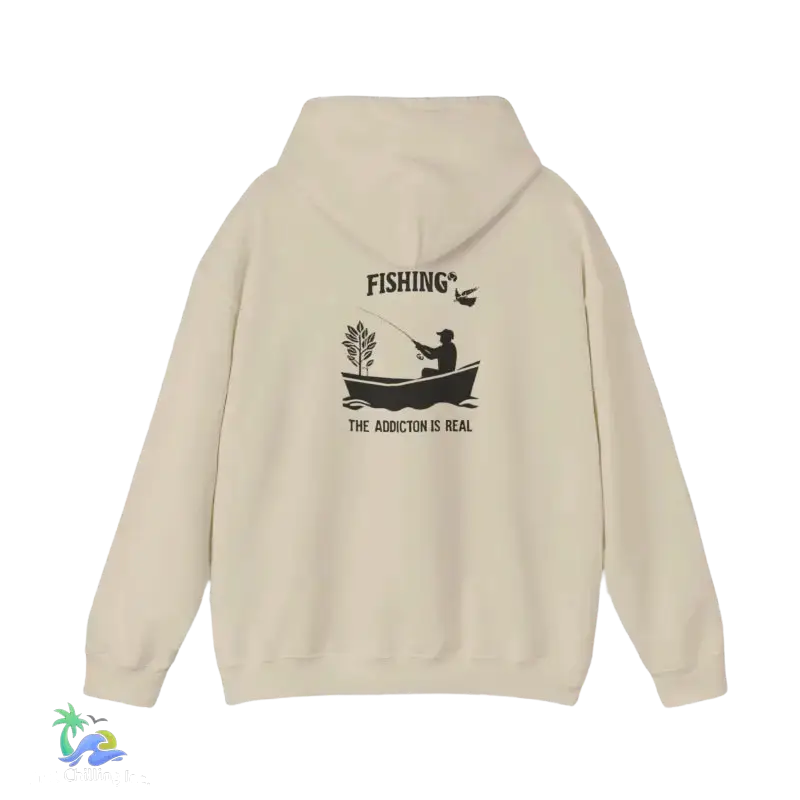 Unisex Heavy Blend™ Hooded Sweatshirt fishing addiction is real - Sand / 3XL - Hoodie