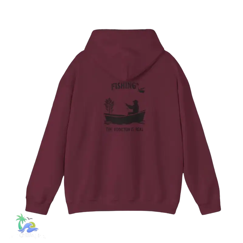Unisex Heavy Blend™ Hooded Sweatshirt fishing addiction is real - Maroon / S - Hoodie