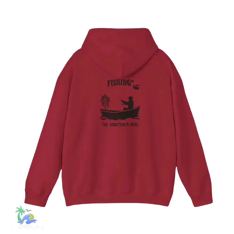 Unisex Heavy Blend™ Hooded Sweatshirt fishing addiction is real - Antique Cherry Red / 3XL - Hoodie