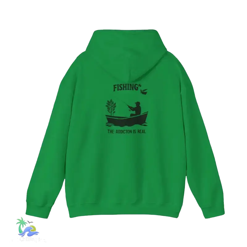 Unisex Heavy Blend™ Hooded Sweatshirt fishing addiction is real - Irish Green / S - Hoodie