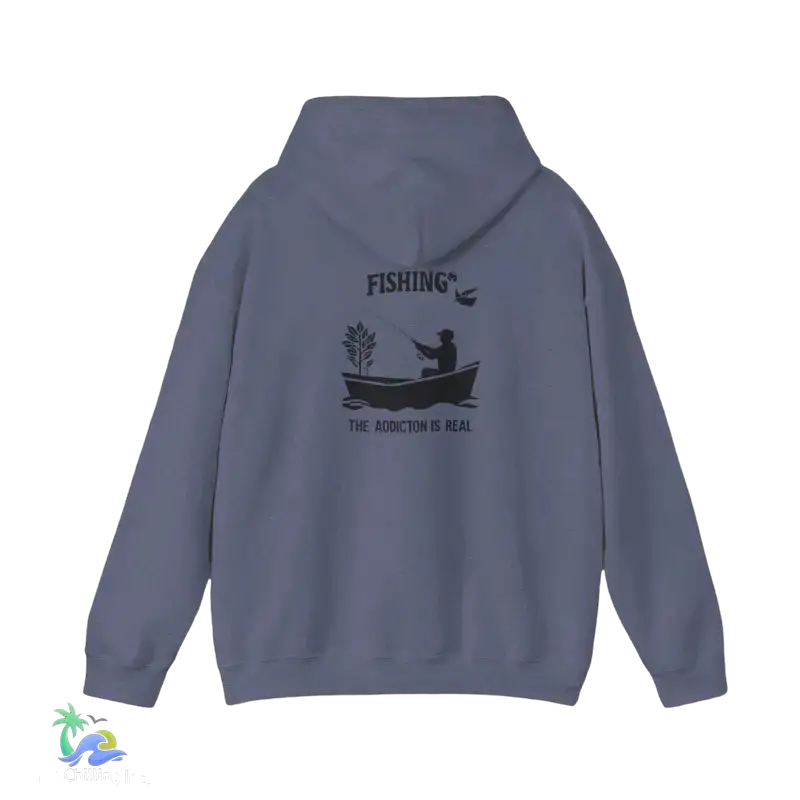 Unisex Heavy Blend™ Hooded Sweatshirt fishing addiction is real - Heather Navy / S - Hoodie