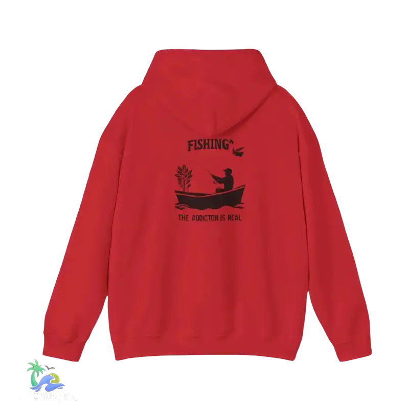 Unisex Heavy Blend™ Hooded Sweatshirt fishing addiction is real - Red / 3XL - Hoodie