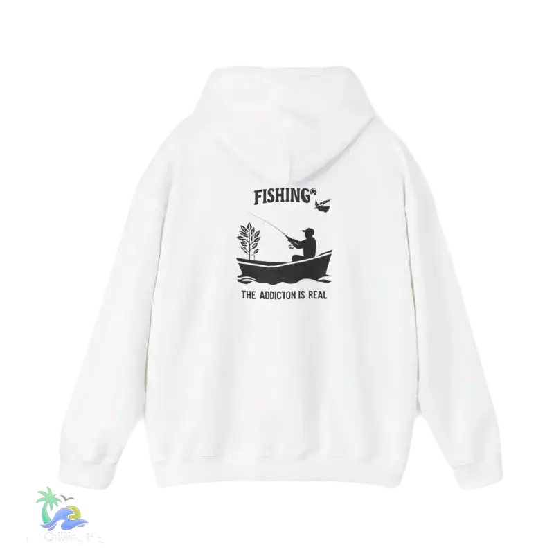 Unisex Heavy Blend™ Hooded Sweatshirt fishing addiction is real - White / S - Hoodie